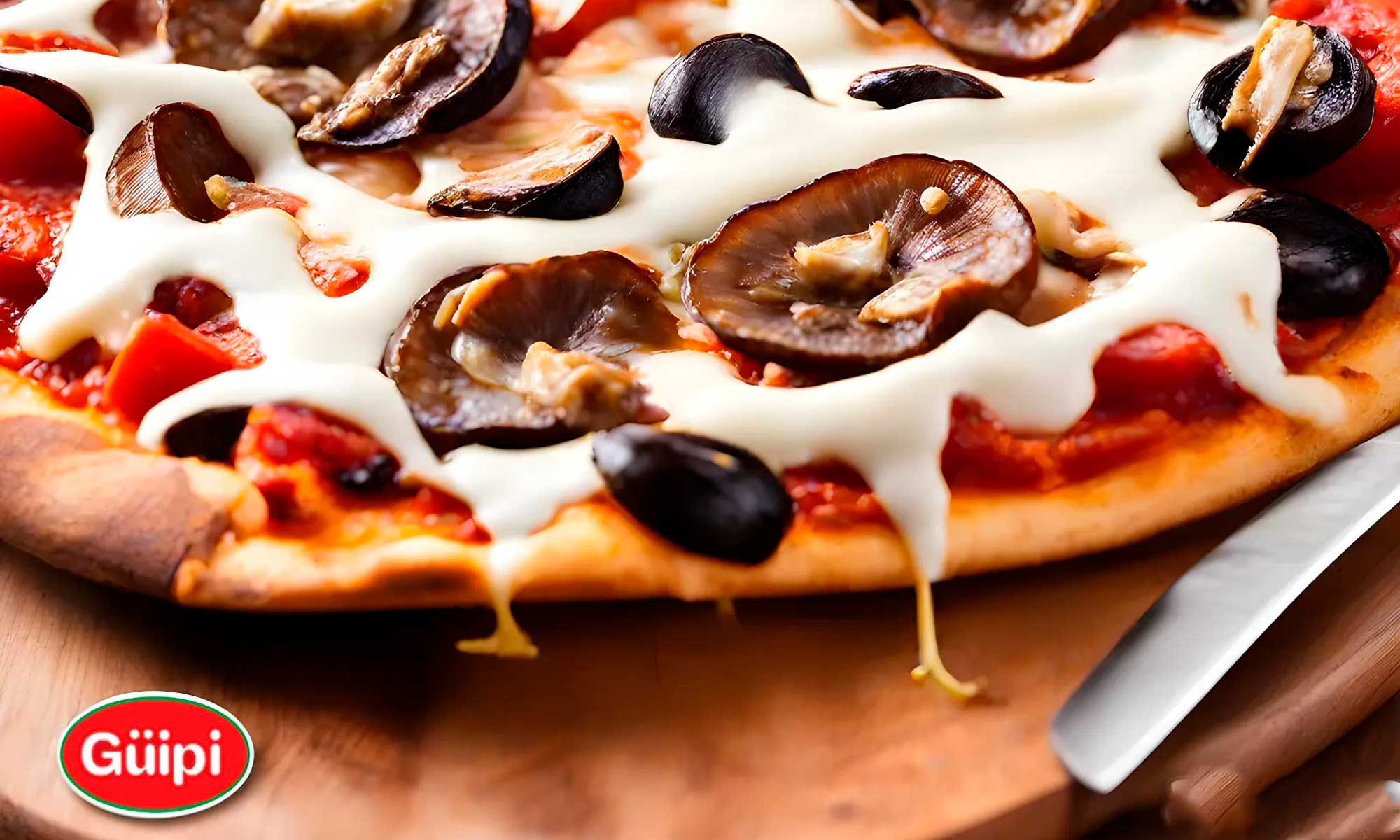 pizza de champiñones portobello